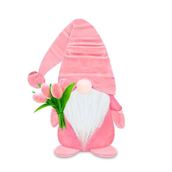 Ansiktslös dvärgdocka som håller tulpan, tomte, GRÅ Grey