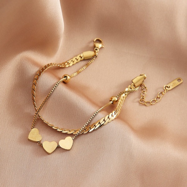 Hjärtformat armband Snake Chain Bangle 9 9 9