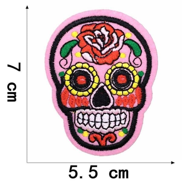 8 stk. fargerike dødningehodepatcher, dødningehodeklespatch ROSA pink