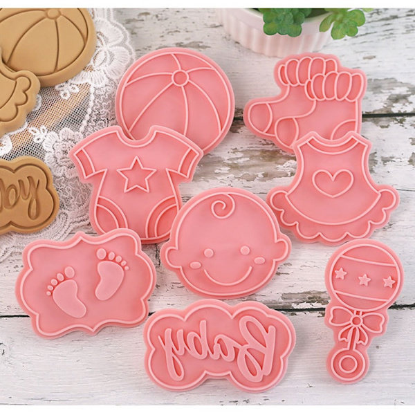 8st/ Set Cookie Cutters Form Degstämpel DIY Bakning