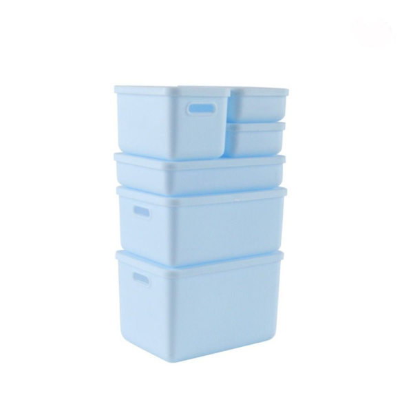 6kpl/ set Mini Storage Box Nukkekodin lelusäiliö VAALEENSININEN light blue