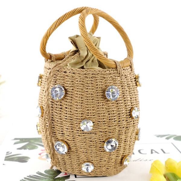 Vand Diamond Grass Woven Bag Håndholdt Rattan Woven Bag LIGHT Light coffee