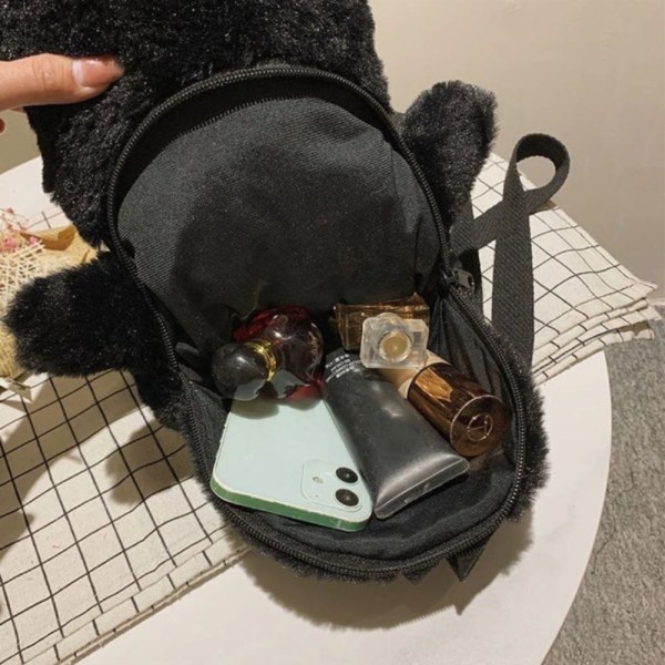 Furry Bag Skull Plysj Ryggsekk Vinter Furry Bag