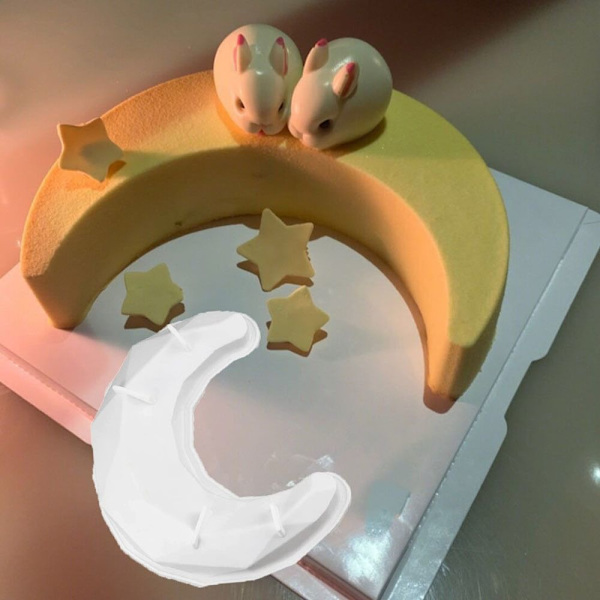 8 Huls Eid Mubarak 3D Måne Stjerne Silikon Kageform