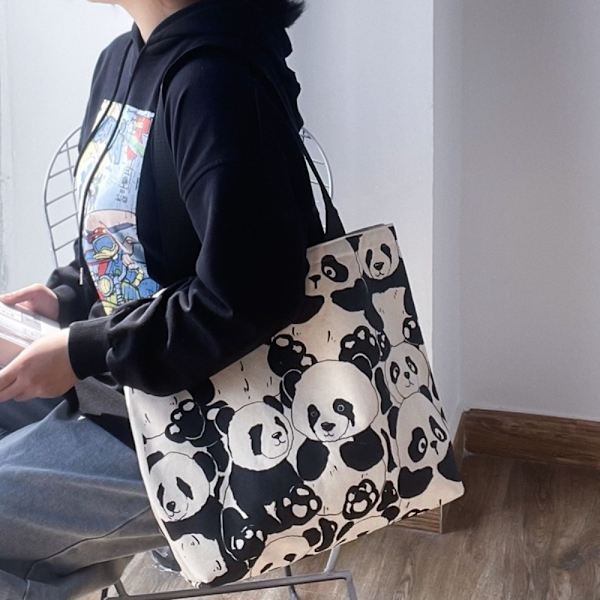 Shopper Laukut Opiskelijoiden Kangaskirjalaukku Käsilaukut panda