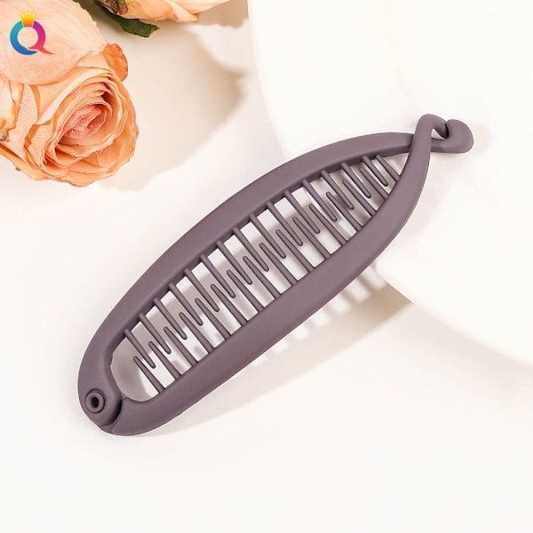 Fiskformad hårnål Hästsvans Banan Hårklämma LILA MATTE Purple Matte-Matte
