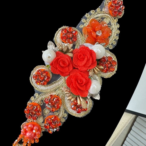 Färgglada broderade tygdekaler med blommor 5 5 5