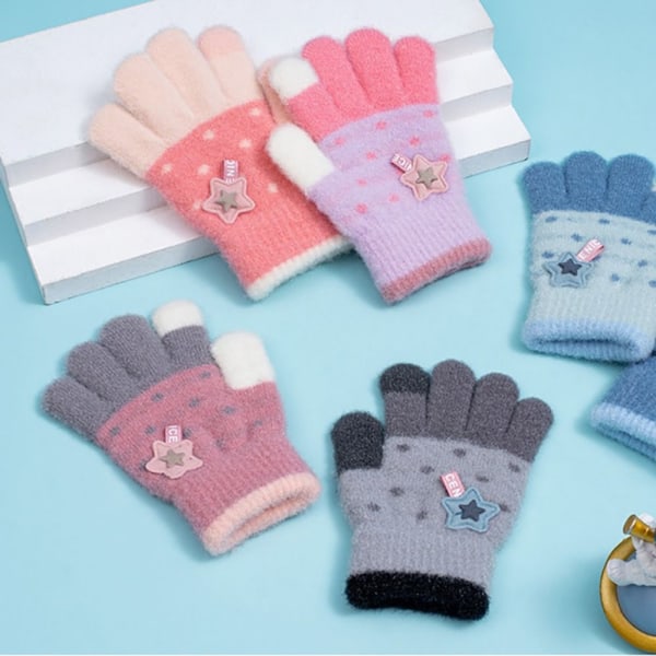 Stickade handskar för barn Tjocka varma vantar 03 03 03
