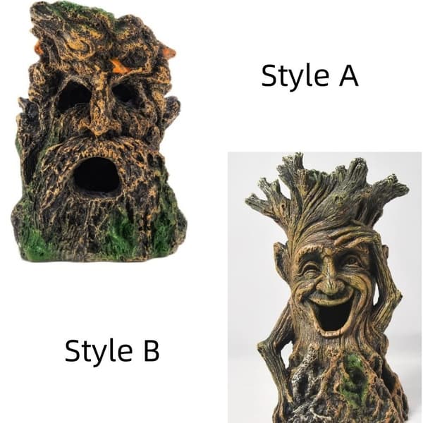 Ansigtstræhoved Akvariedekoration Eremitkrebs Træ B