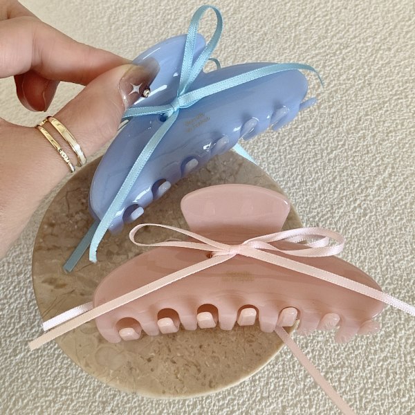 Ribbon Bow Eddiksyreklemme Acetatkloklemme HVIT white