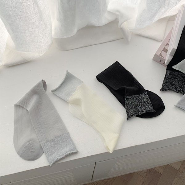 Silvertråd Lolitastrumpor Tunna Damstrumpor GRÅ Grey