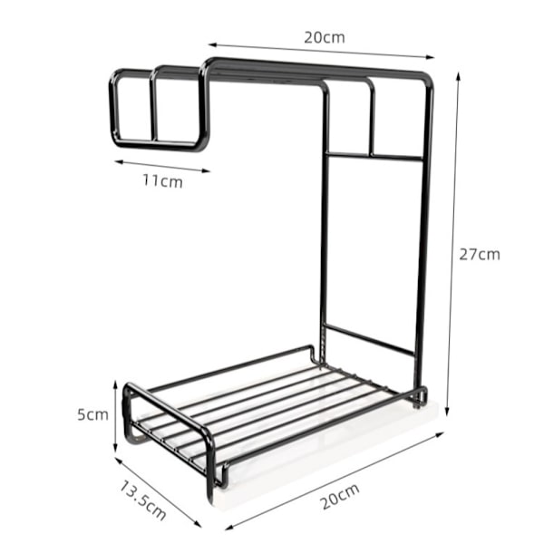 Ragholder Desktop Veggmontert Oppbevaringsstativ HVIT White