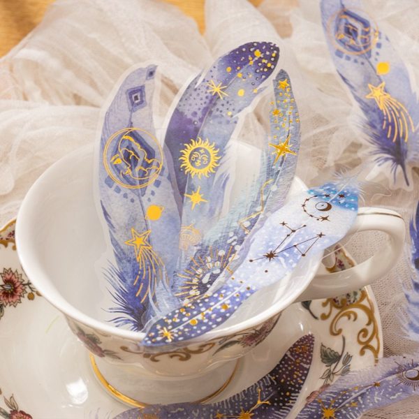 Kauniit höyhentarrat Kimalteleva sulkatarra SININEN blue