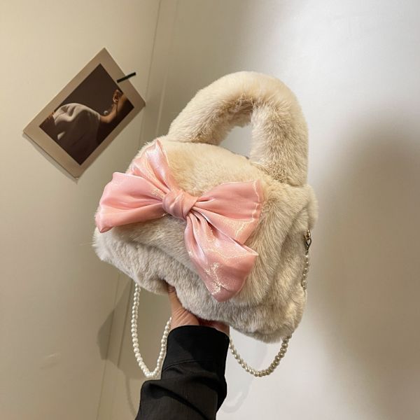 Damväska Fluffy Plysch Axelväska KHAKI khaki