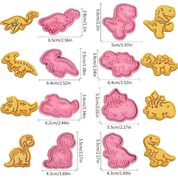 8 stk/sett Cookie Cutters Trykkbar kjeksform Stempel DIY Baking