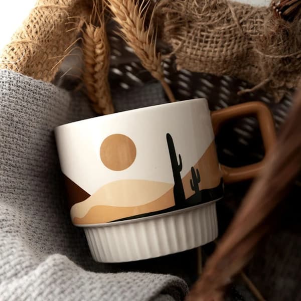 Morandi Kaffekopp Keramisk Hand Kaffemugg Vattenkopp CACTUS cactus