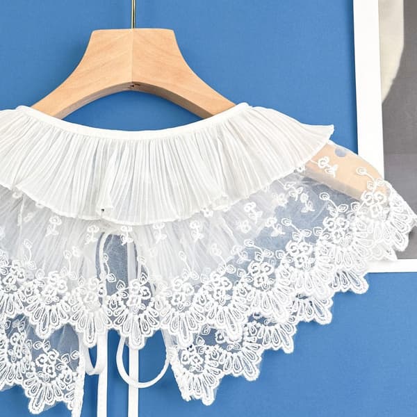Dame Blondekrage Dingzhu Sjal Krage HVIT White