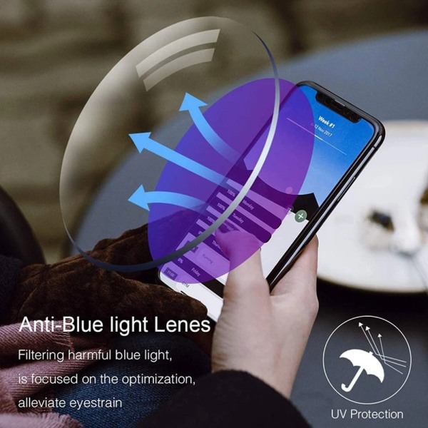 Anti-blått lys lesebriller Firkantede briller SØLV Silver Strength 150