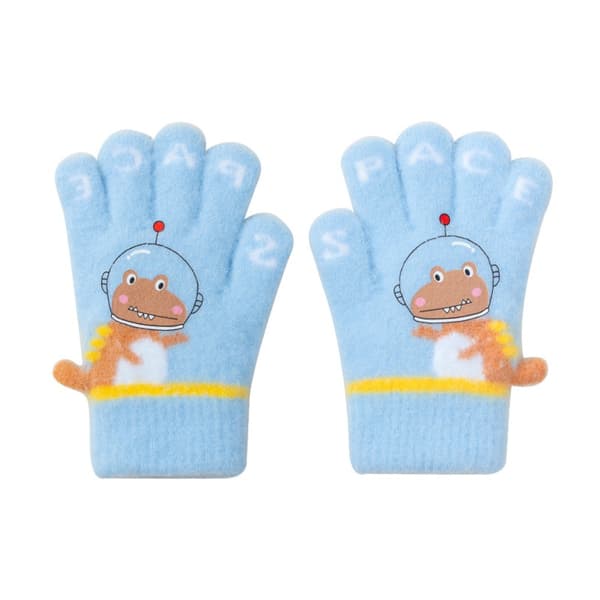 Børns Strikkede Uldhandsker LYSEBLÅ Light Blue