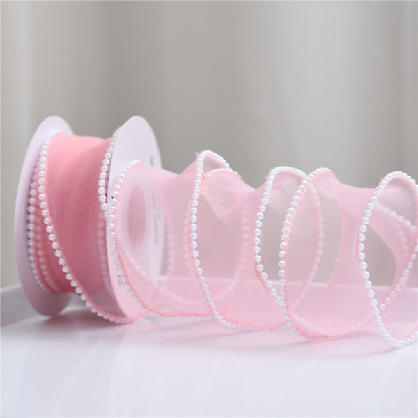 Omslagsband Pearl Fishtail Gasväv ROSA pink