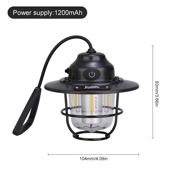 Utomhus taklampa campinglyktor SVART Black