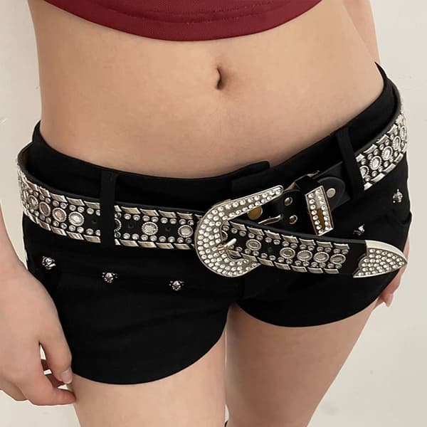 Rhinestonebelte Rhinestone-rem SVART Black