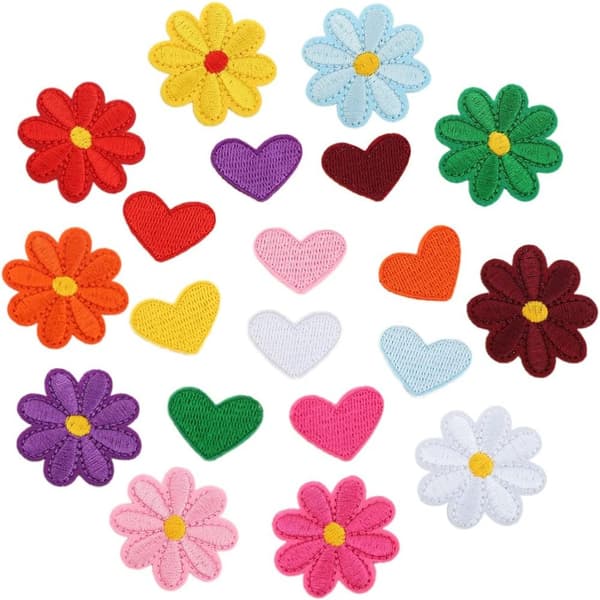 Blomsterlapper Hjerte Lapper Broderi Applikasjon