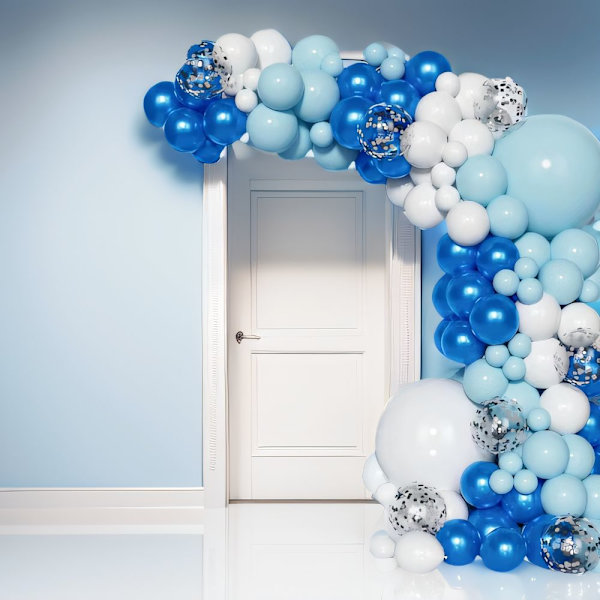 Sininen ja valkoinen Balloon Garland Kit Arch Kit
