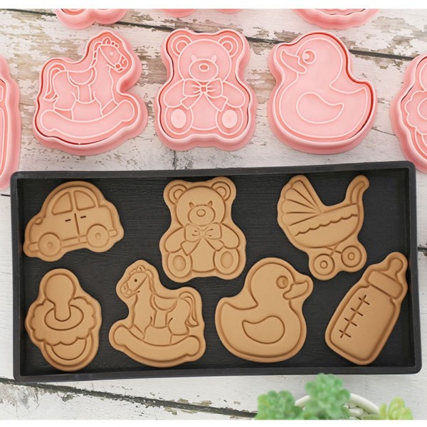 8 stk/sett Cookie Cutters Kjeksform Deigstempel DIY Baking