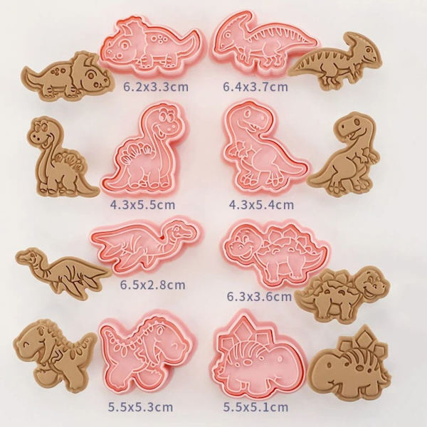 8 stk/sett Cookie Cutters Kjeksform Cookie Stempel DIY Baking