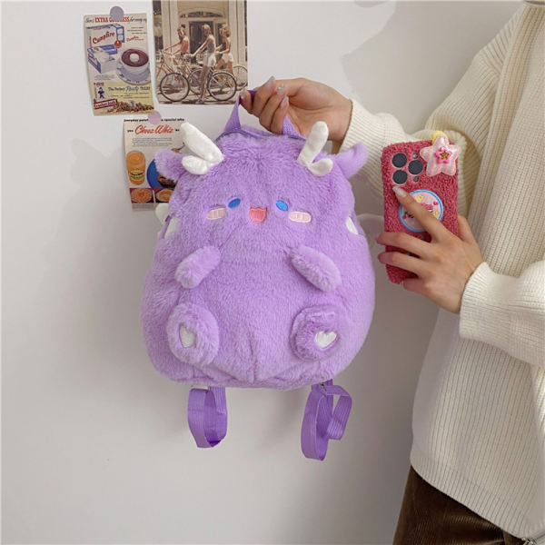 Flying Dragon Pehmo Dragon Reppu Sarjakuva Doll Reppu PURPURA purple