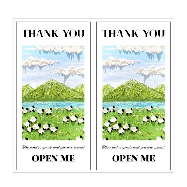 50 STK Thank You Stickers Open Me Decals 5 5 5