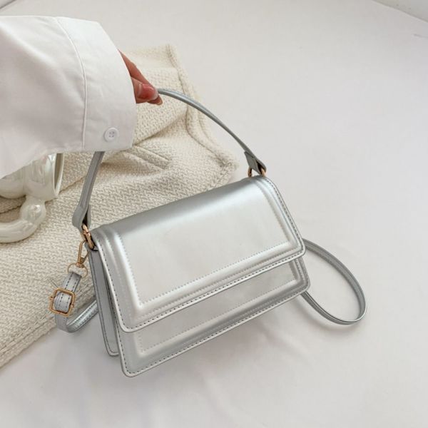PU Flap Håndtaske Rejse Crossbody Taske SØLV silver