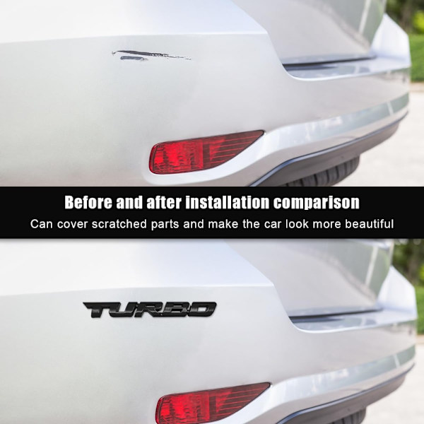 3 stk Turbo Bil Emblem 3D Letter Metal Turbo Badge Auto Logo
