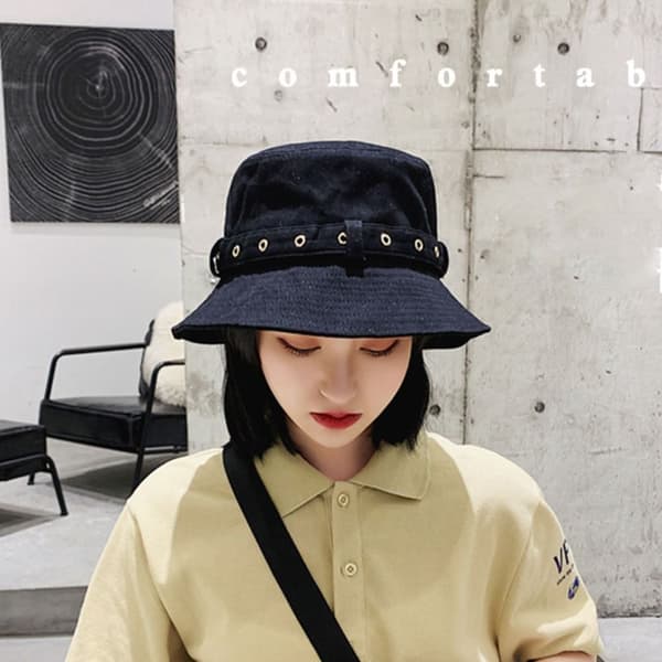 Bomulls bøttehatter Dame Sommerhatt SVART Black