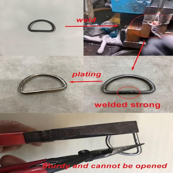 D-ringar Spänne Svetsade starka ringar Multi-Purpose Metall D-ring