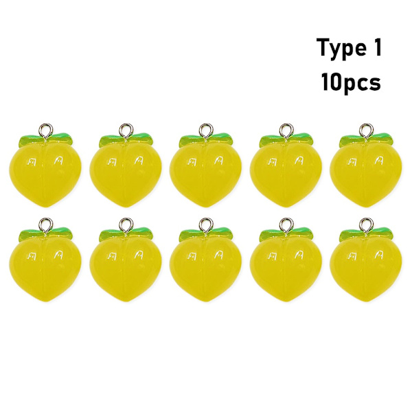 10 stk Peach Flat Resin Charms Pendant Peach Charms Frugt 1