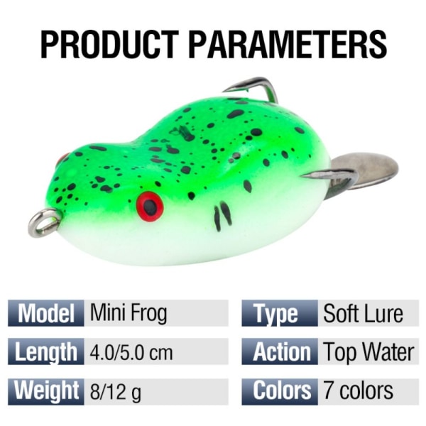 Fiskefrø Lure Gummifrø GRØN 12G 12G green 12g-12g