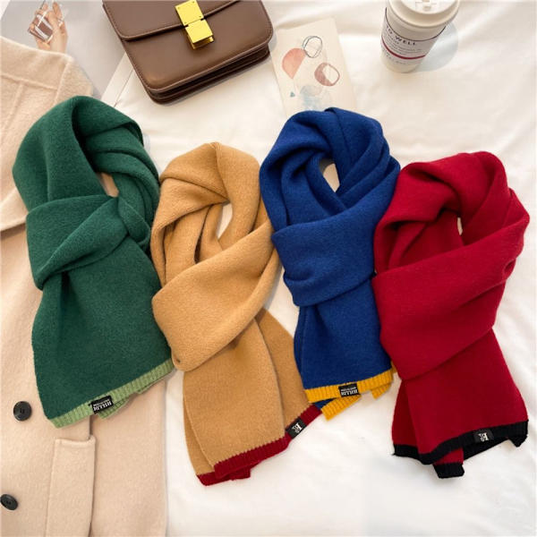 Vinterstickad Scarf Varm Sjal GUL yellow