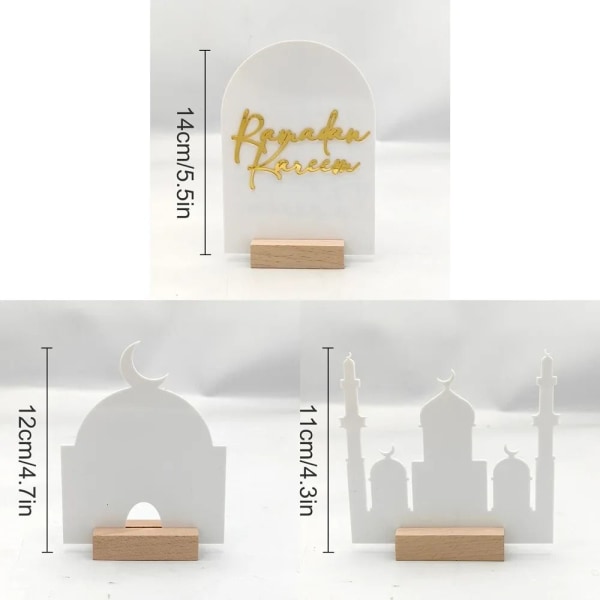 3kpl/ set Ramadan Table Decoration Pöytätasokoristelu Eid Mubarak 3Pcs/set