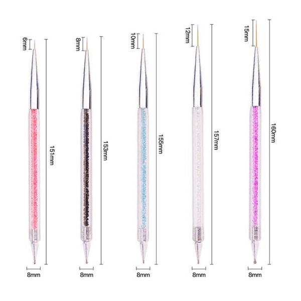 5 stk./sæt Neglekunst Punktpen Tegning Liner Pensel Blomst Pensel