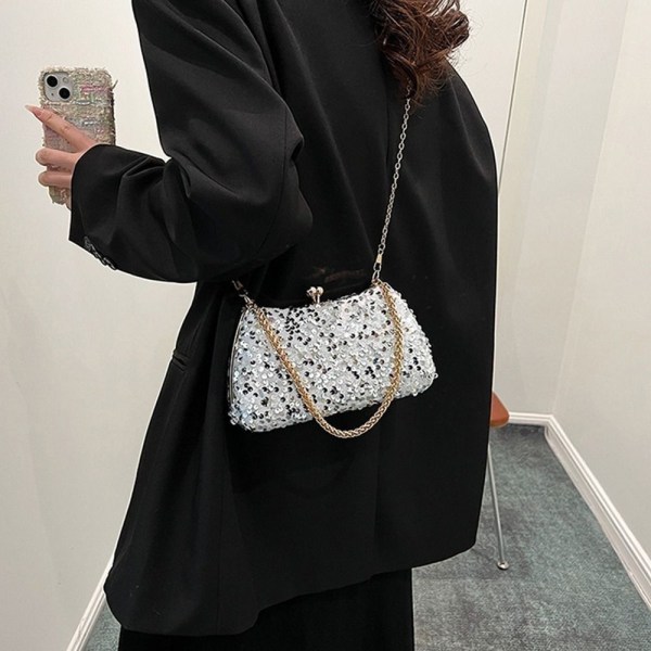 Chain Evening Bankett Bag Håndveske SVART Black