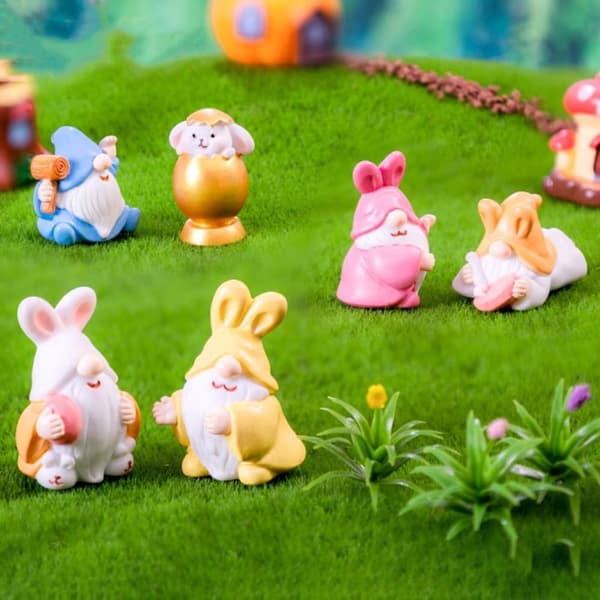 Mini Påske Dverger Figur Miniatyr Pyntegjenstander 4 4 4