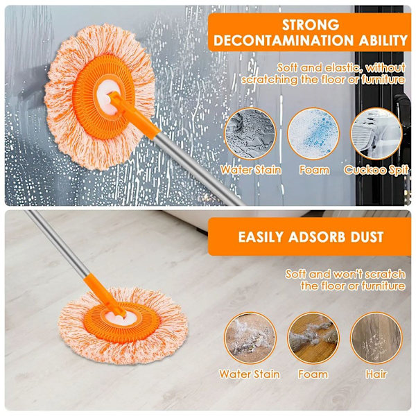 1kpl Set Puhdistusmoppi ORANSSI MOPPUPUKU ORANSSI MOPPUPUKU Orange Mop Suit