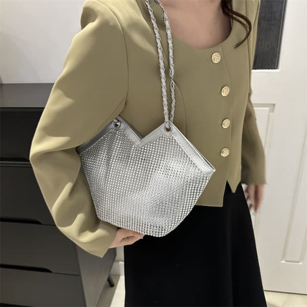Skuldertaske Underarmstaske SØLV Silver