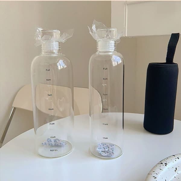 Vattenflaska med tidsmarkeringar, drickskopp, SVART, 750ML black 750ml-750ml