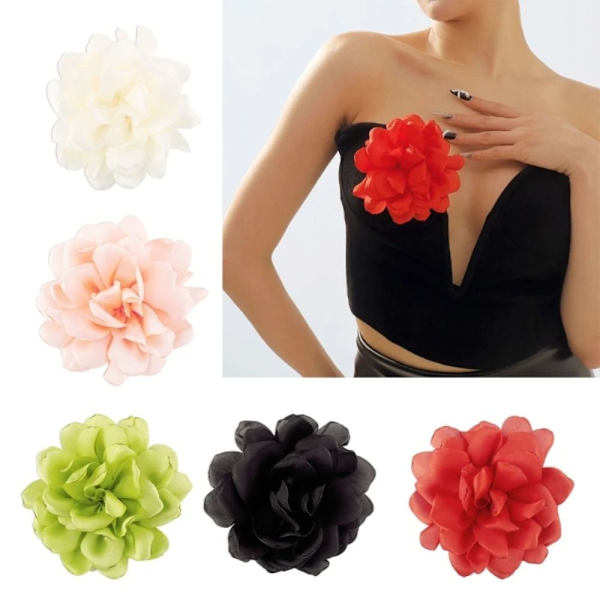 Romanttinen Rose rintakoru Kangas Ruusukukka Pin-up rintakoru MUSTA black