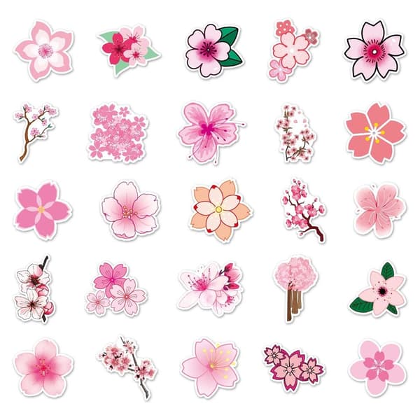 100 kpl Kirsikankukkatarroja Sakura-tarra juomapulloon