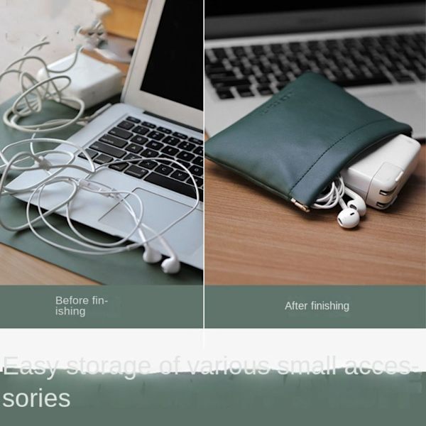 PU Øretelefon Wire Bag Mini Kosmetiktasker SORT black