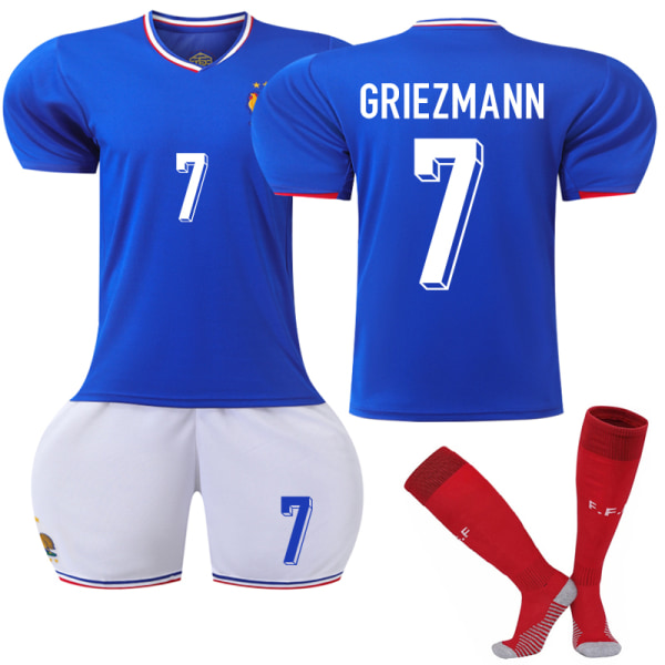 2024 Ranska Home Soccer Kids Jersey paita nro 7 Griezmann 24